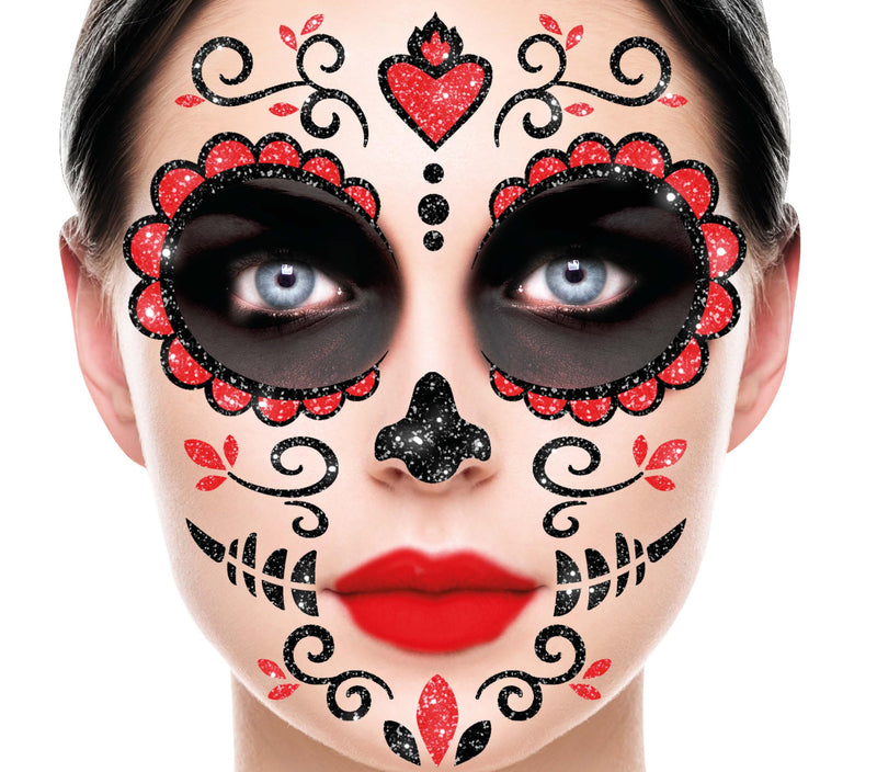 DAY OF THE DEAD FACE GLITTER, 13x15 CM