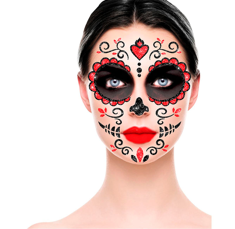 DAY OF THE DEAD FACE GLITTER, 13x15 CM