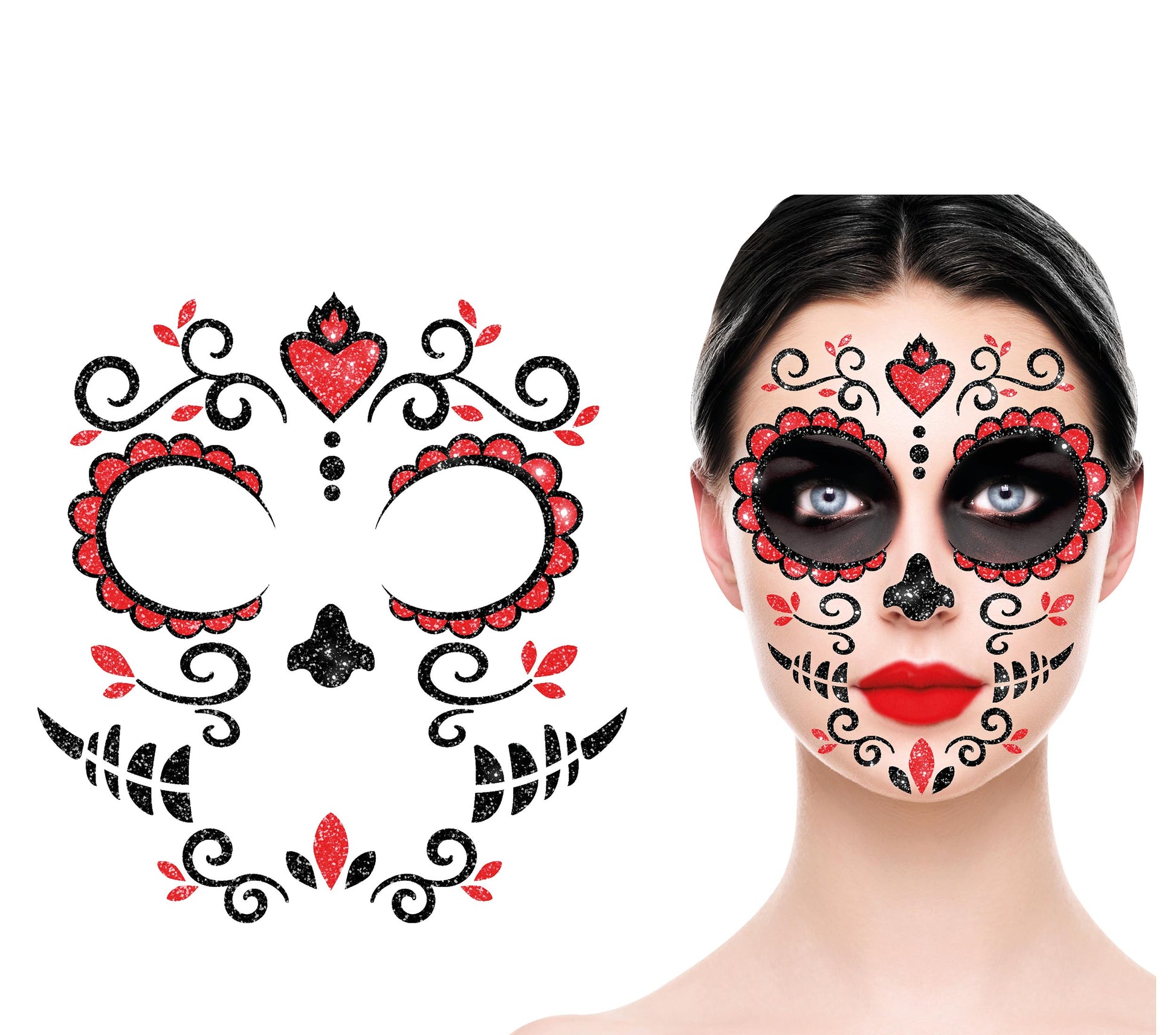 DAY OF THE DEAD FACE GLITTER, 13x15 CM