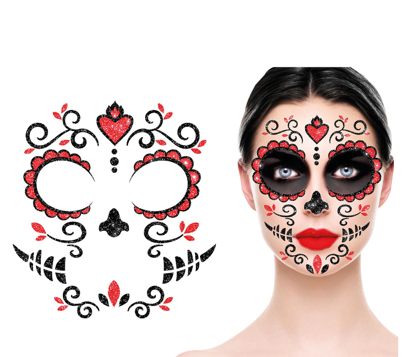 DAY OF THE DEAD FACE GLITTER, 13x15 CM
