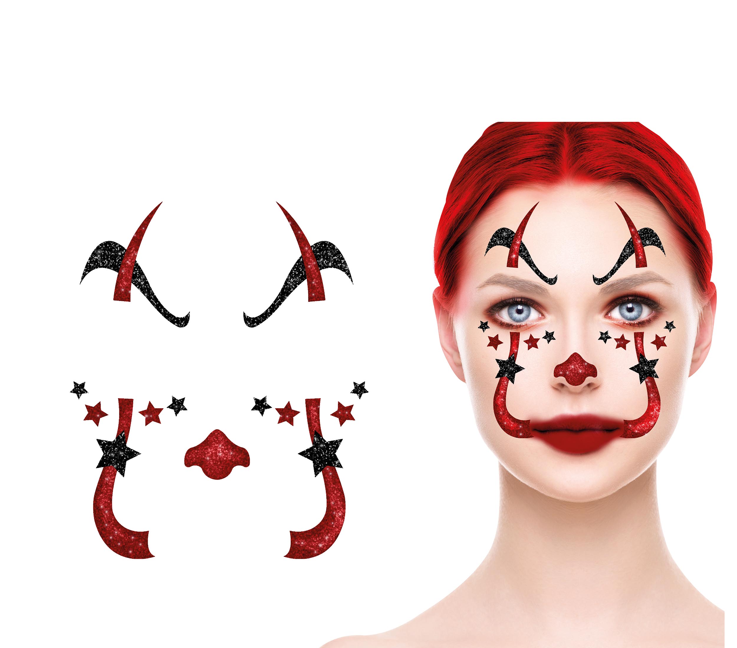 CLOWN FACE GLITTER, 13x15 CM