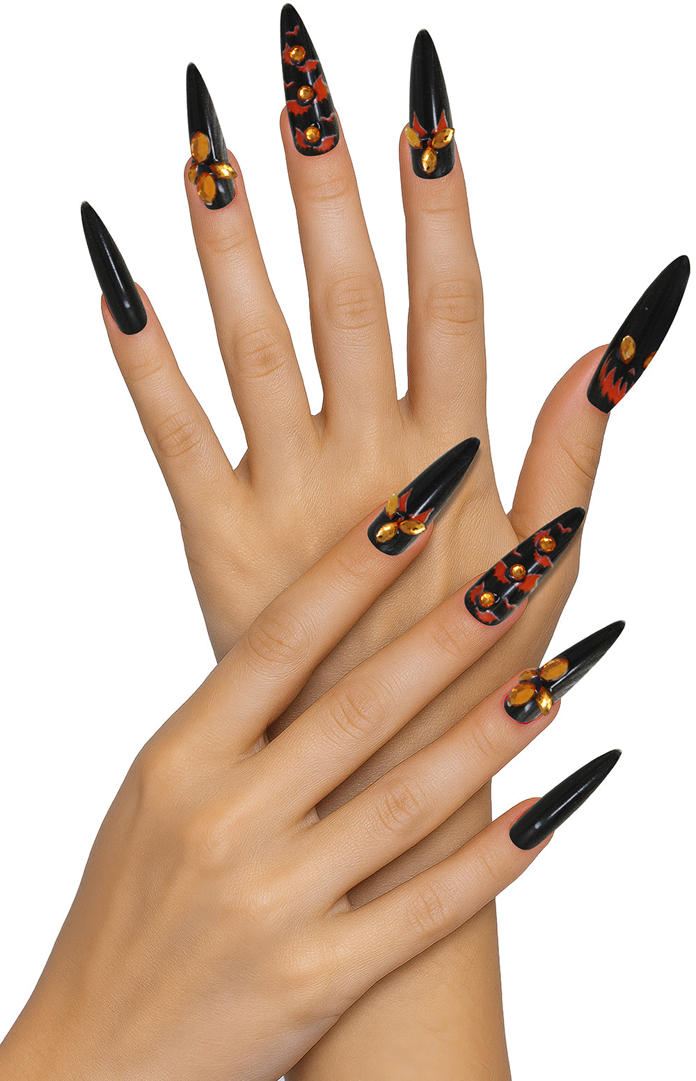 12 PUMPKIN NAILS WITH GLUE AND JEWELS