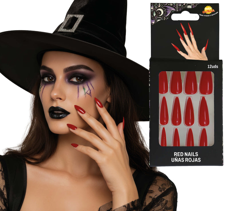 12 RED NAILS WITH GLUE