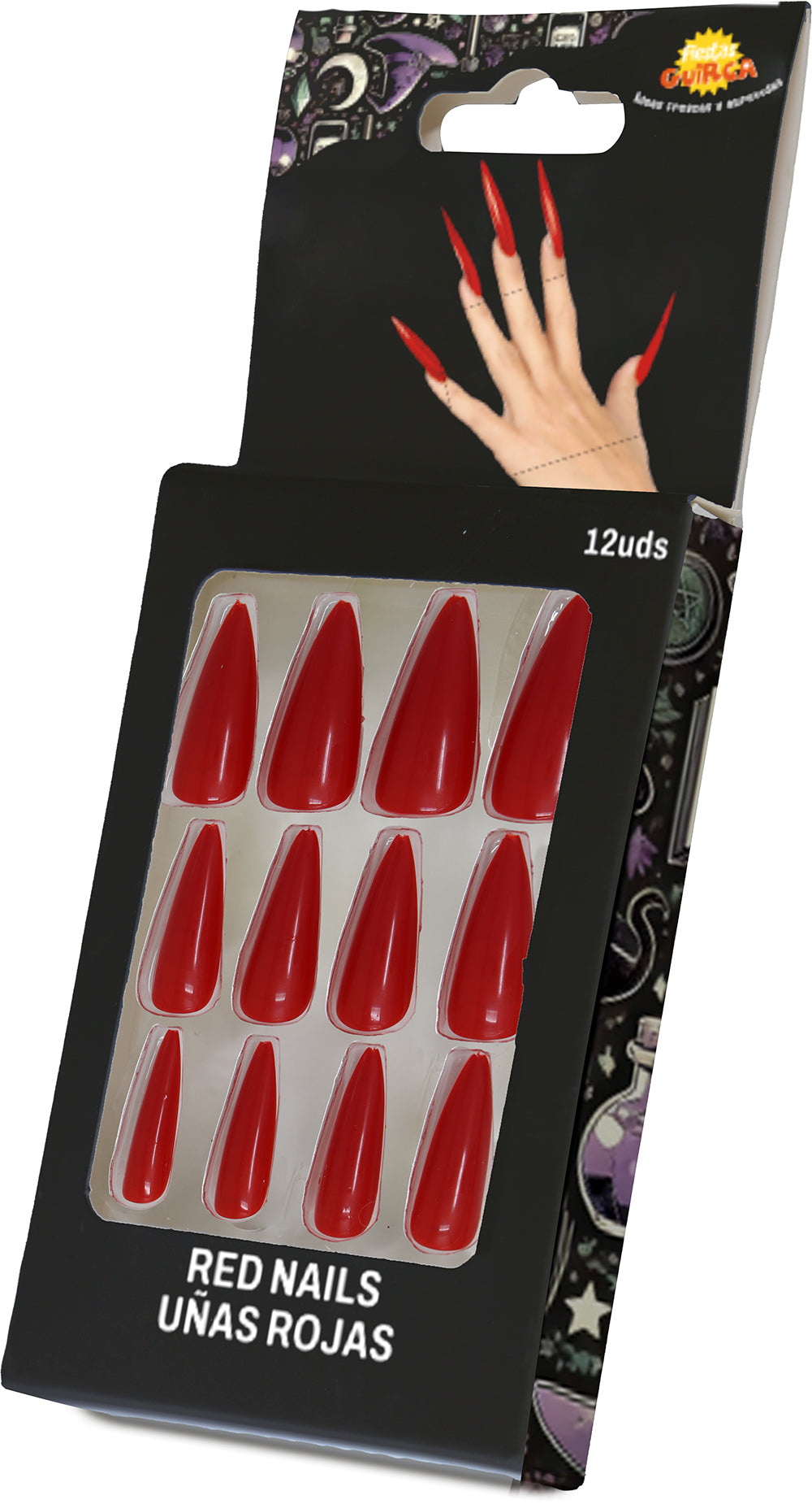 12 RED NAILS WITH GLUE