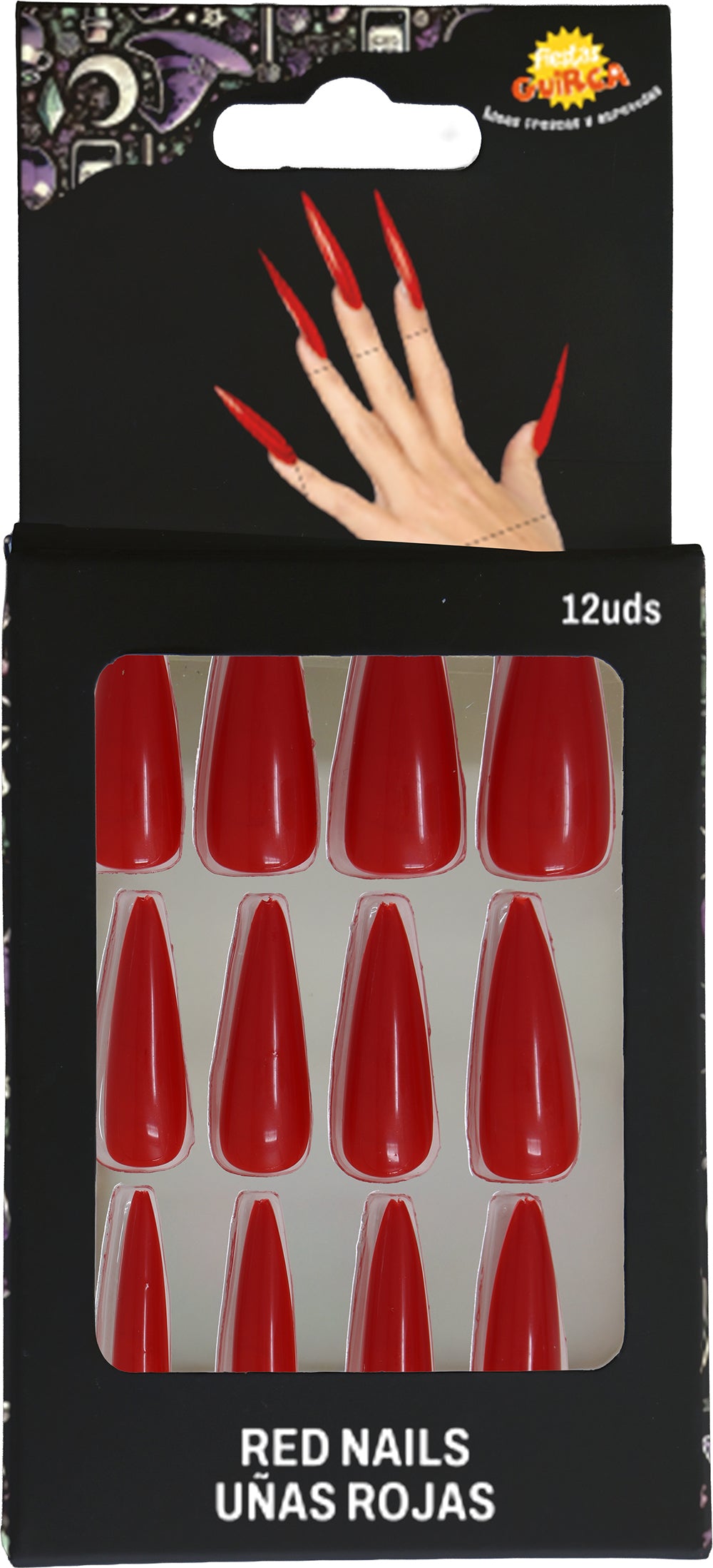 12 RED NAILS WITH GLUE