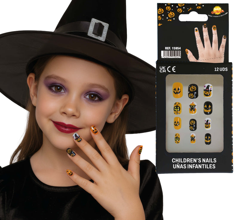 12 NAILS WITH GLUE, CHILDREN, HALLOWEEN