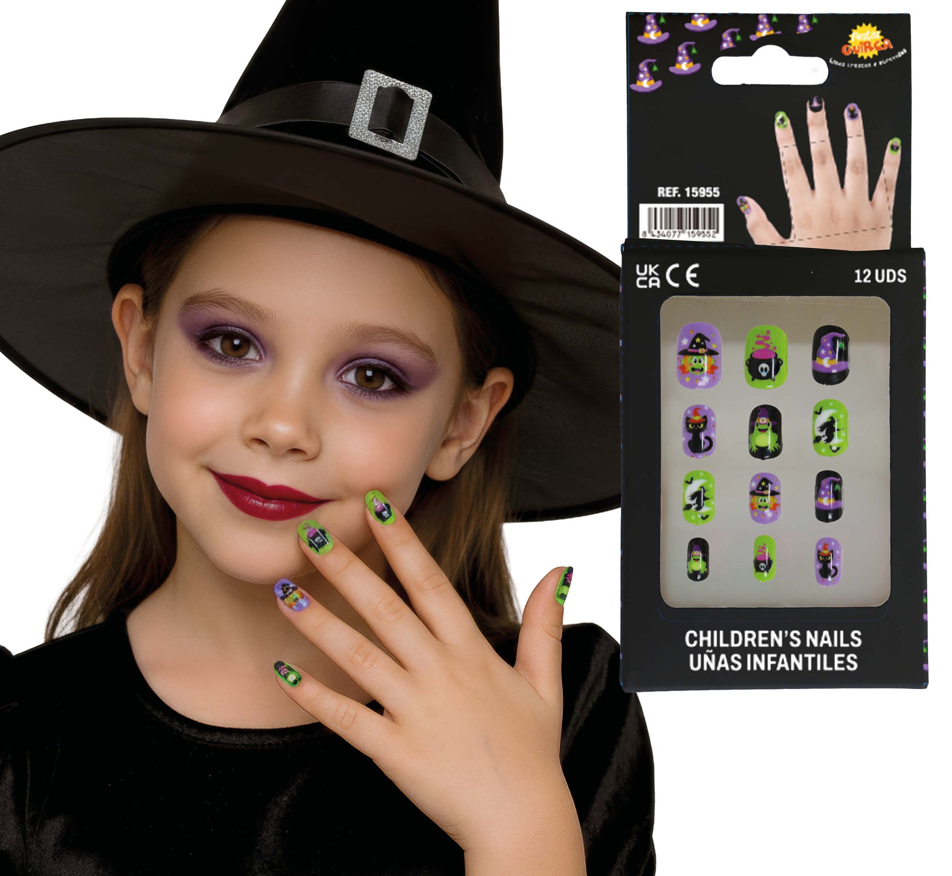 12 NAILS WITH GLUE, CHILDREN, HALLOWEEN