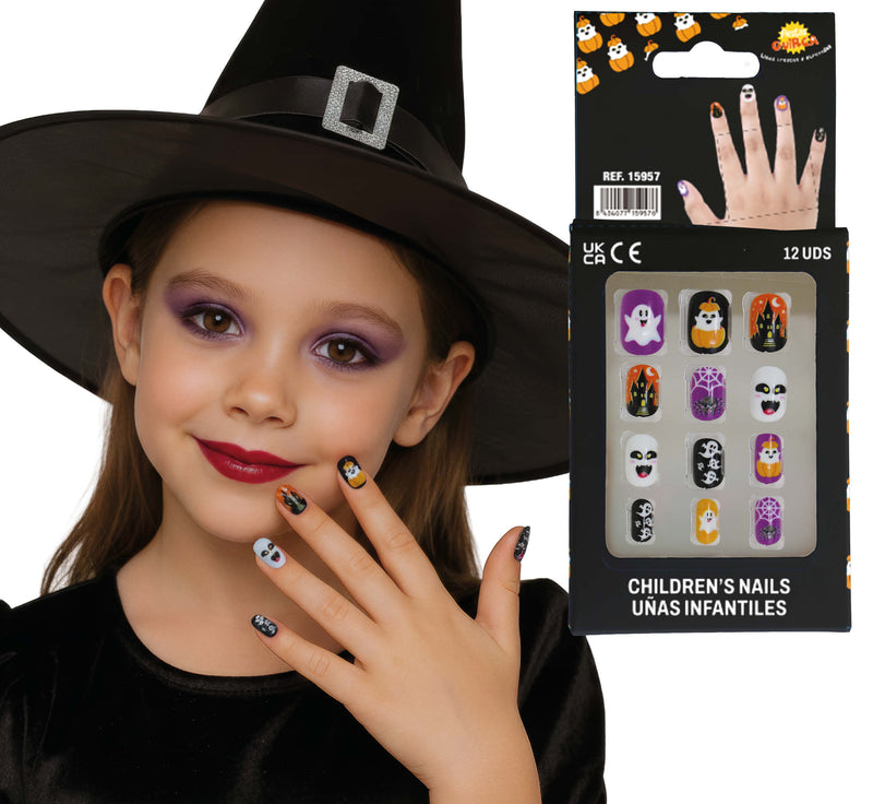 12 NAILS WITH GLUE, CHILDREN, HALLOWEEN