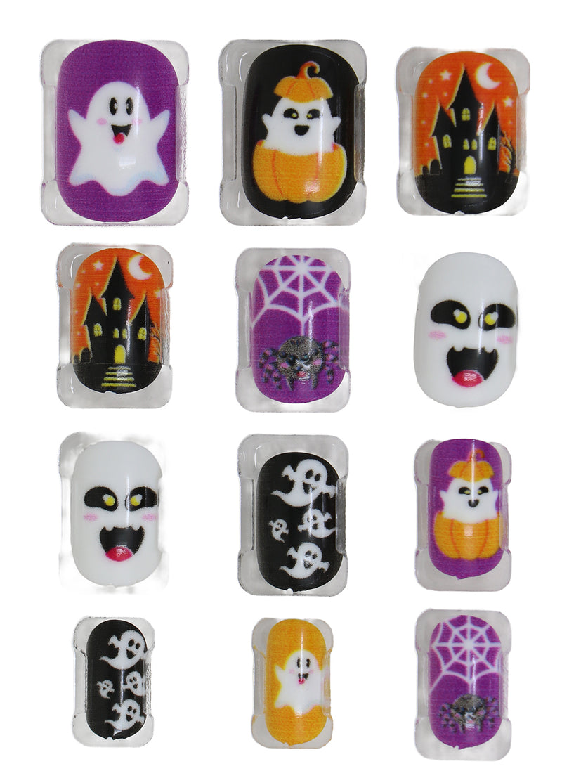 12 NAILS WITH GLUE, CHILDREN, HALLOWEEN