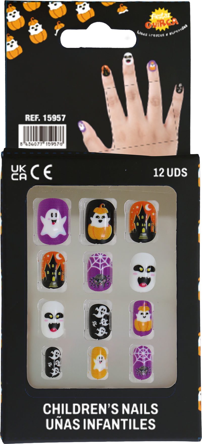 12 NAILS WITH GLUE, CHILDREN, HALLOWEEN
