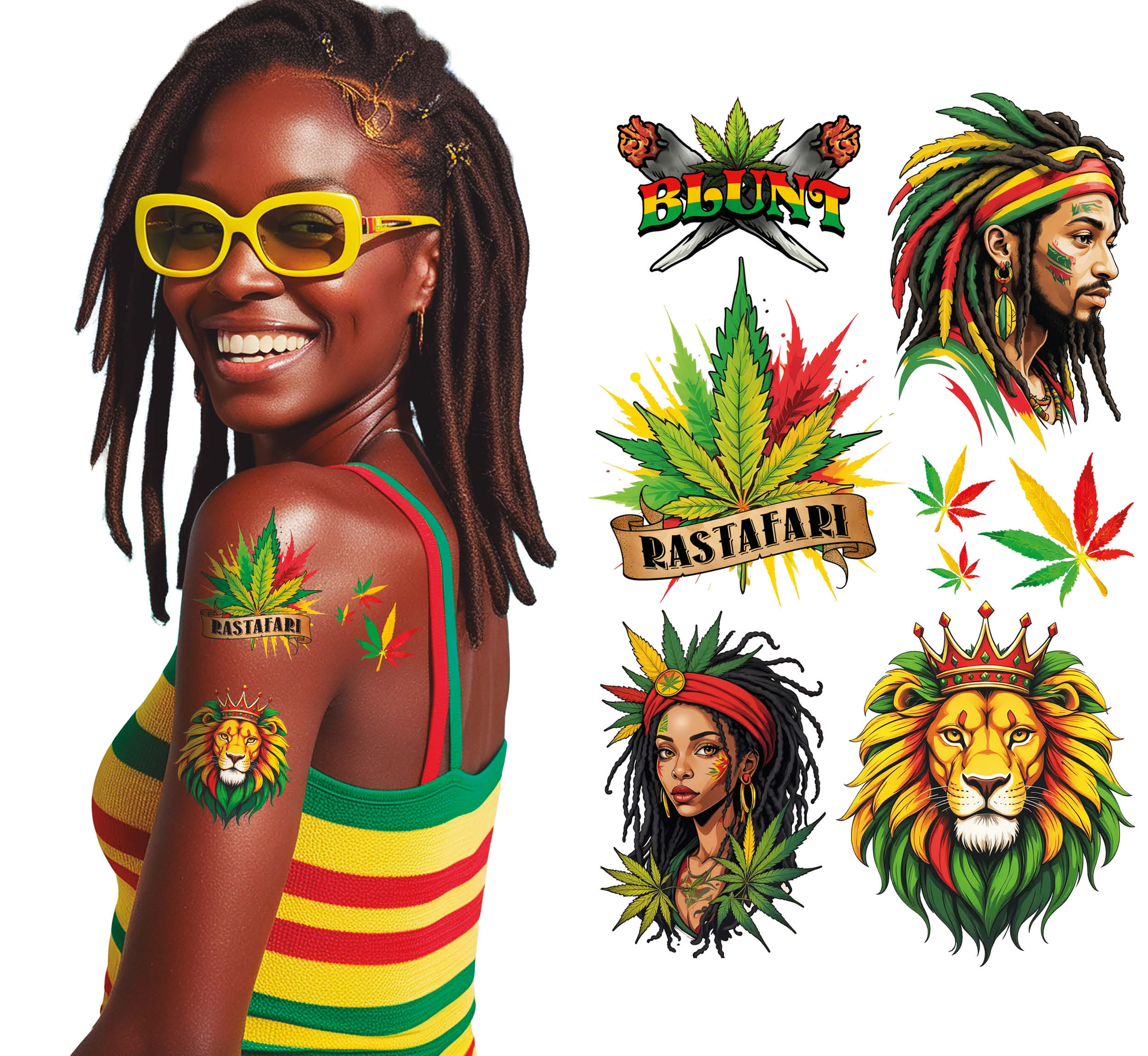 JAMAICA TATTOO SHEET 14X30 CM