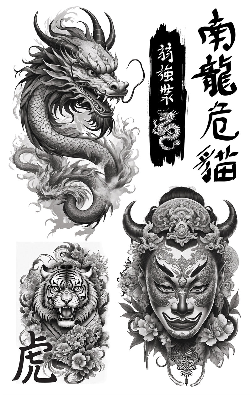 ASIAN TATTOO SHEET 14X30 CM