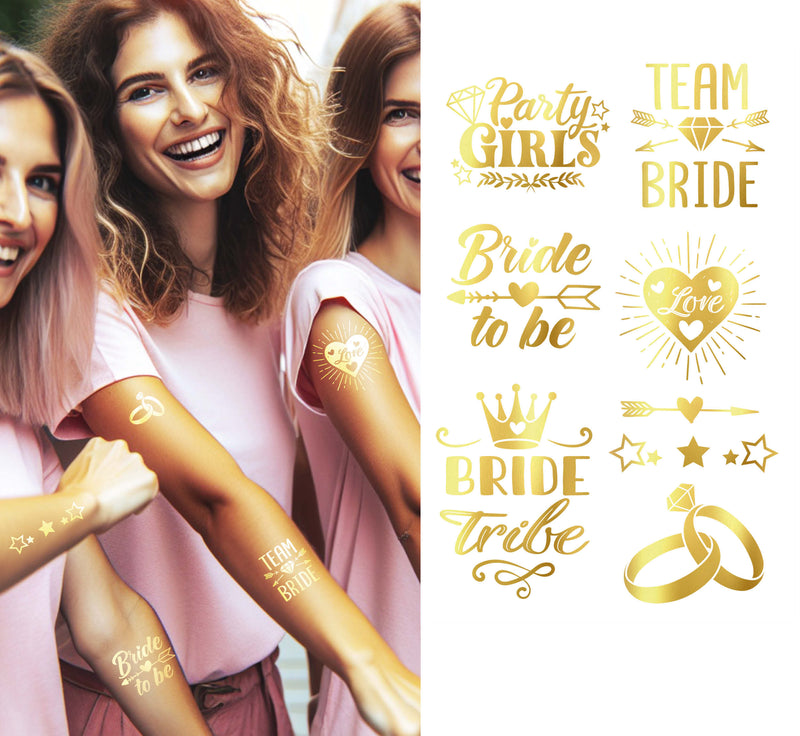 BRIDE TO BE GOLDEN TATTOO SHEET 14X30 CM
