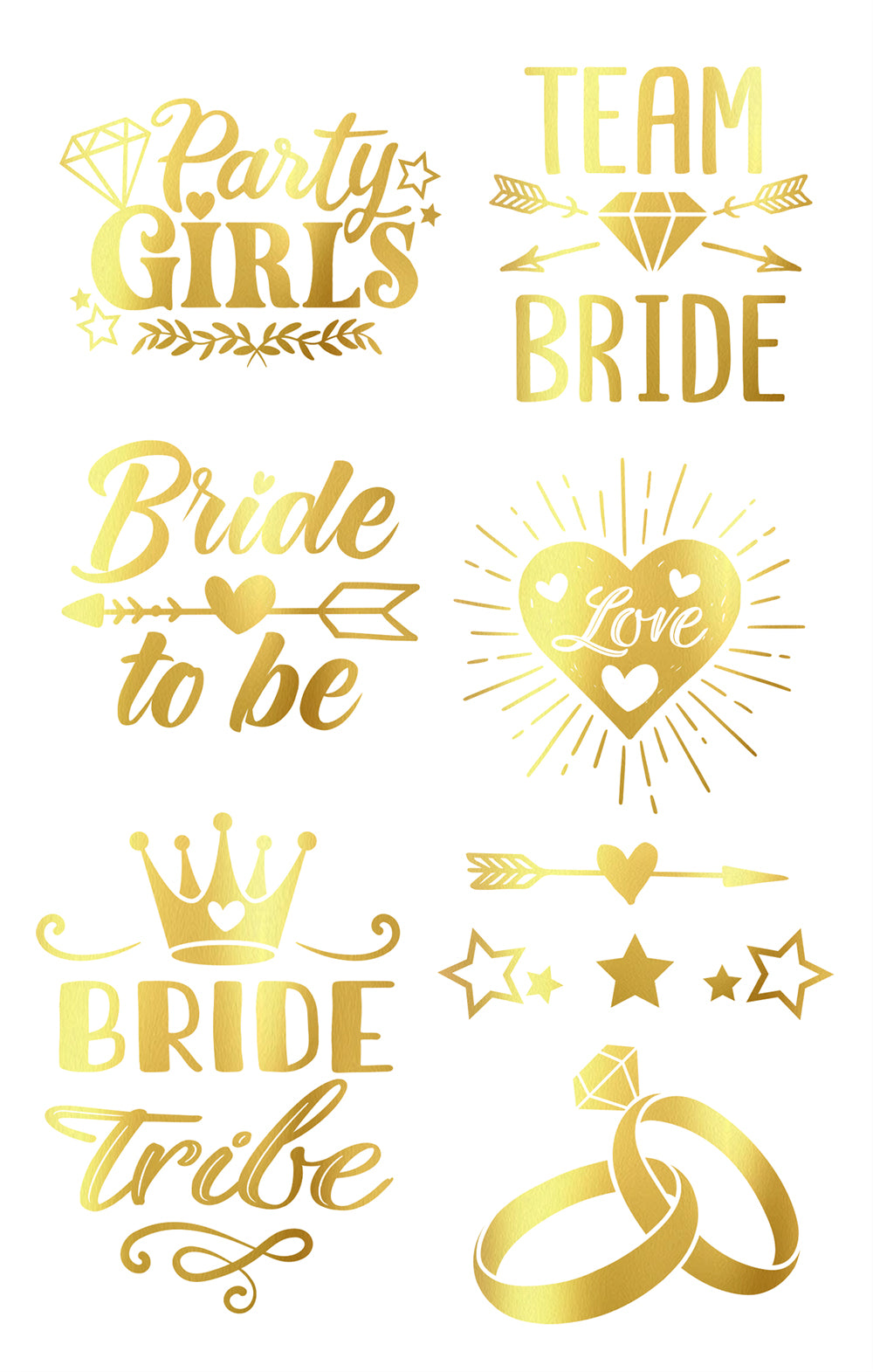BRIDE TO BE GOLDEN TATTOO SHEET 14X30 CM