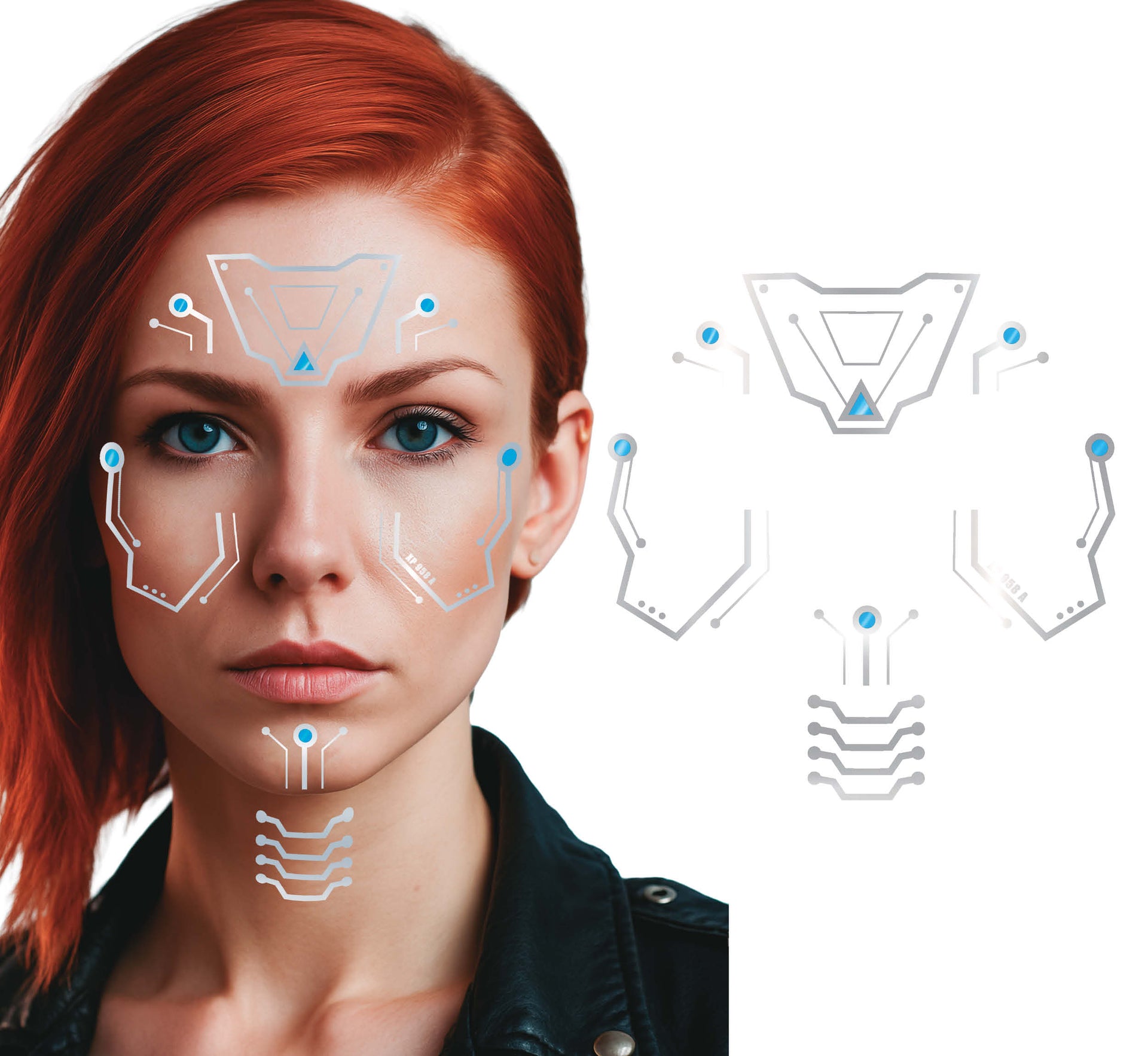 FUTURISTIC FACE TATTOO SHEET 20X20 CM