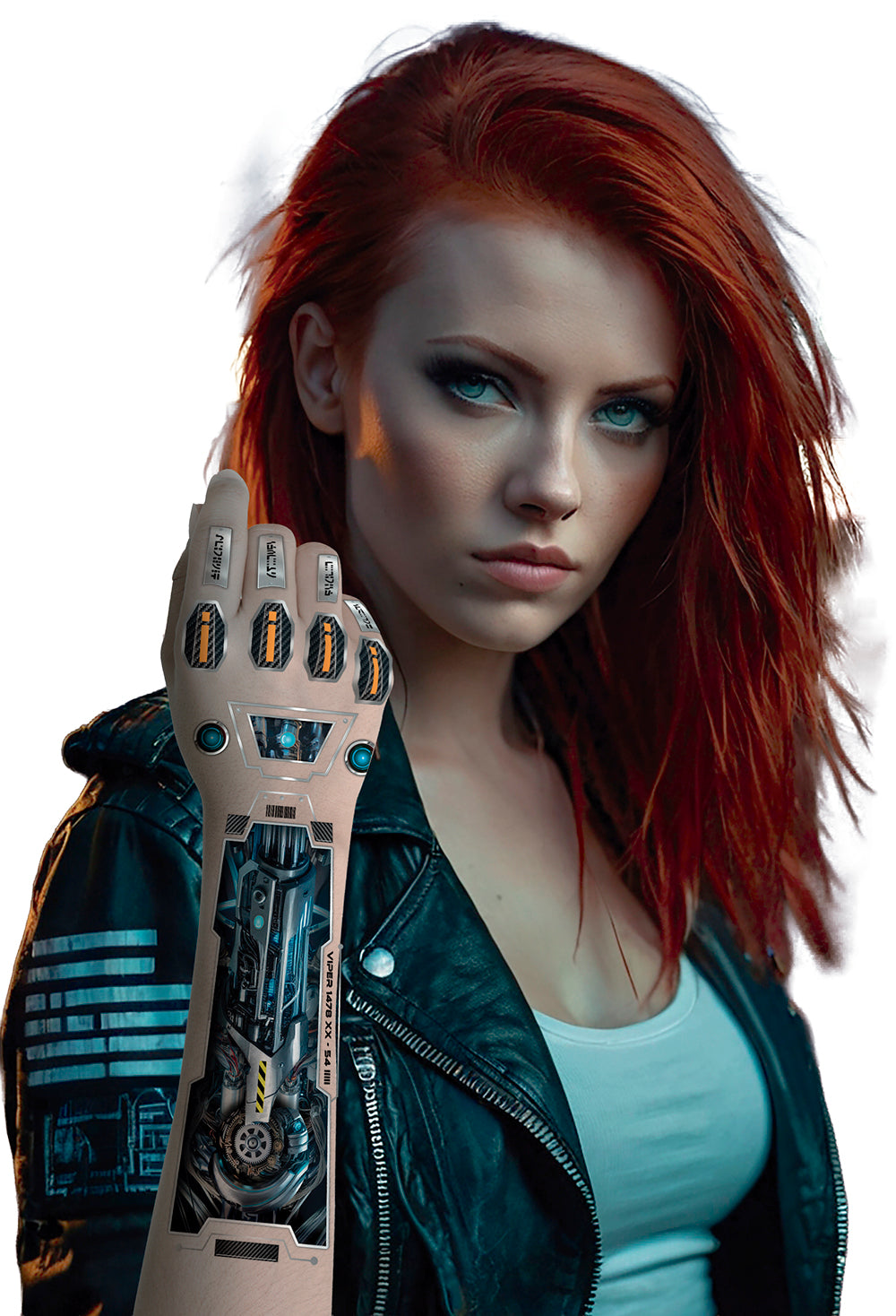 FUTURISTIC ARM TATTOO SHEET 14X30 CM
