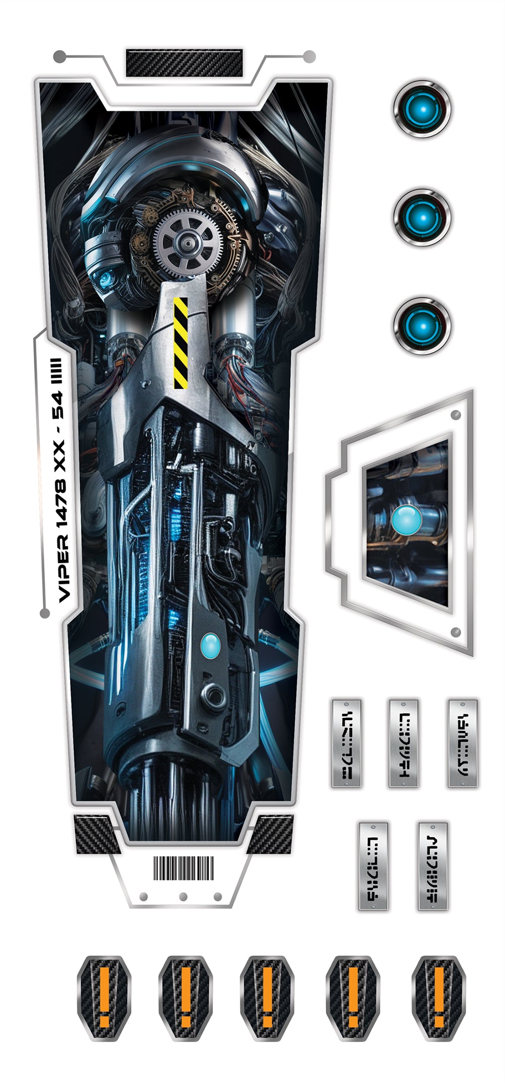 FUTURISTIC ARM TATTOO SHEET 14X30 CM