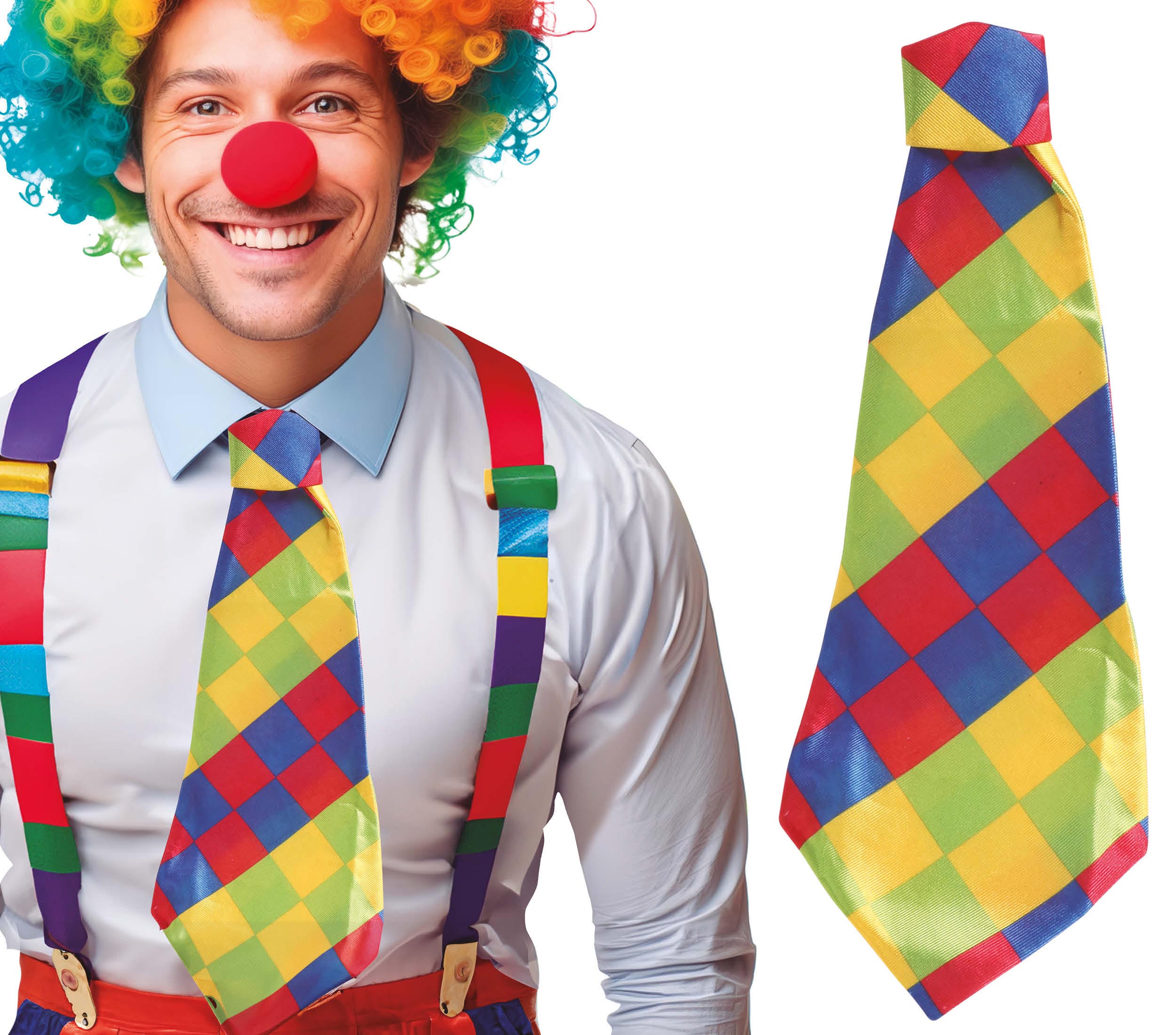 CHECKED CLOWN TIE,  55 CM