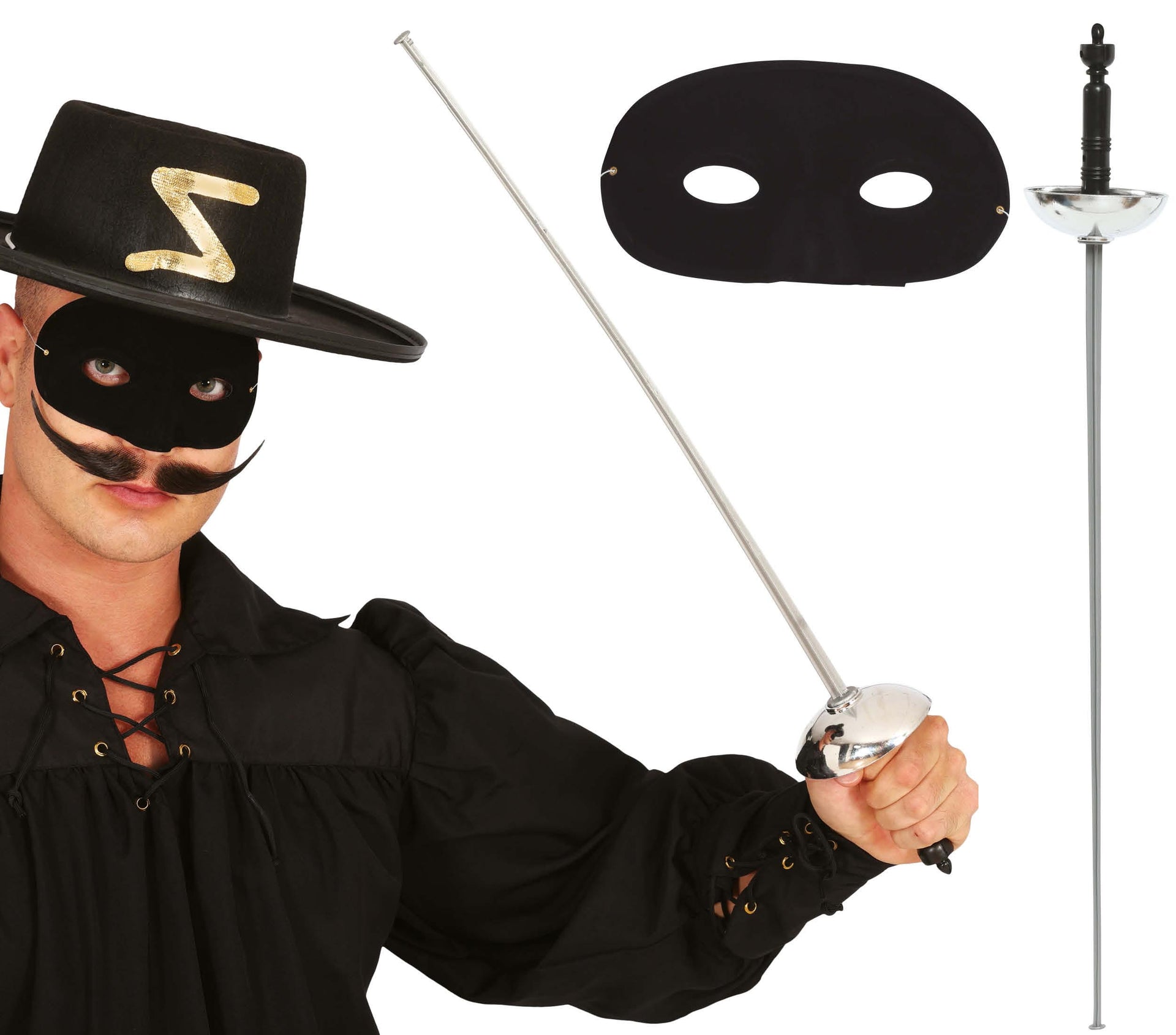 MASK AND SILVER FOIL SET,  63 CM