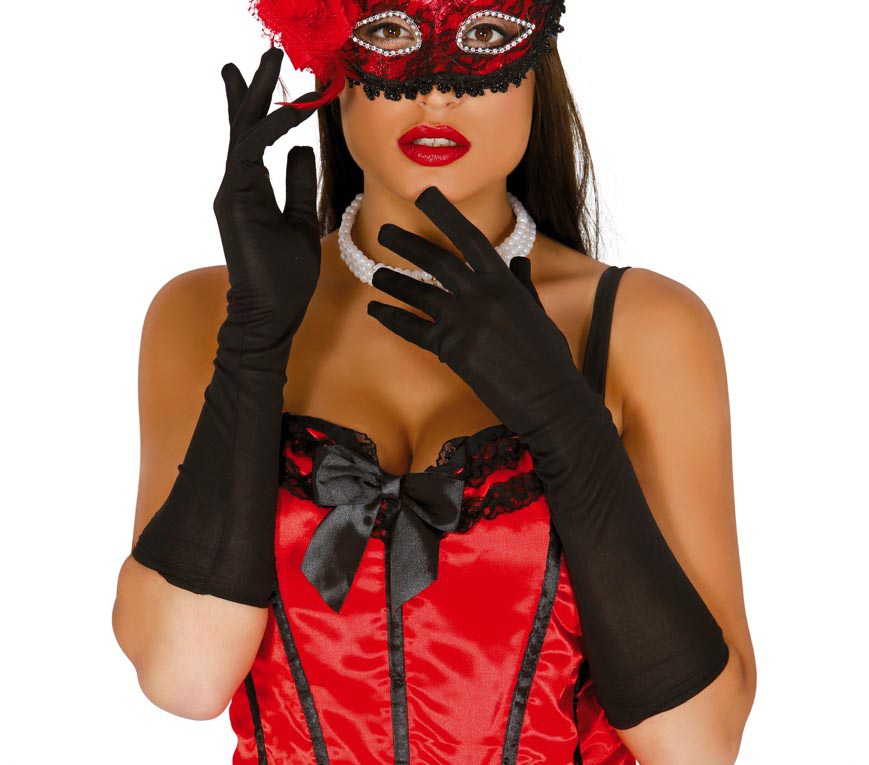 GLOVES, 40 CM, BLACK