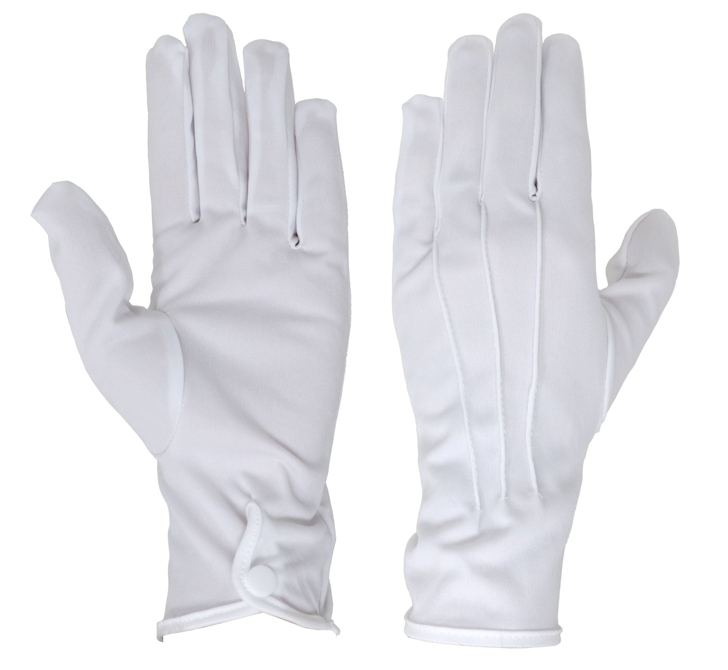 GLOVES, 24 CM., WHITE, BUTTON, ADULT, HQ