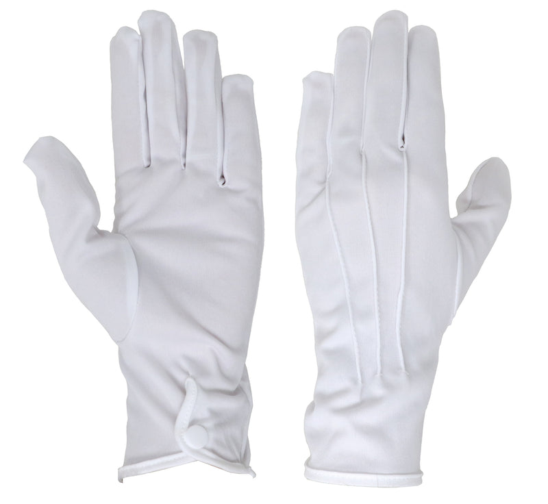 GLOVES, 24 CM., WHITE, BUTTON, ADULT, HQ