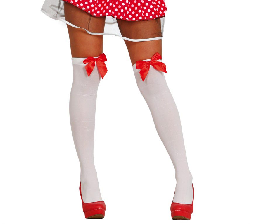 WHITE TIGHTS WITH RIBBON