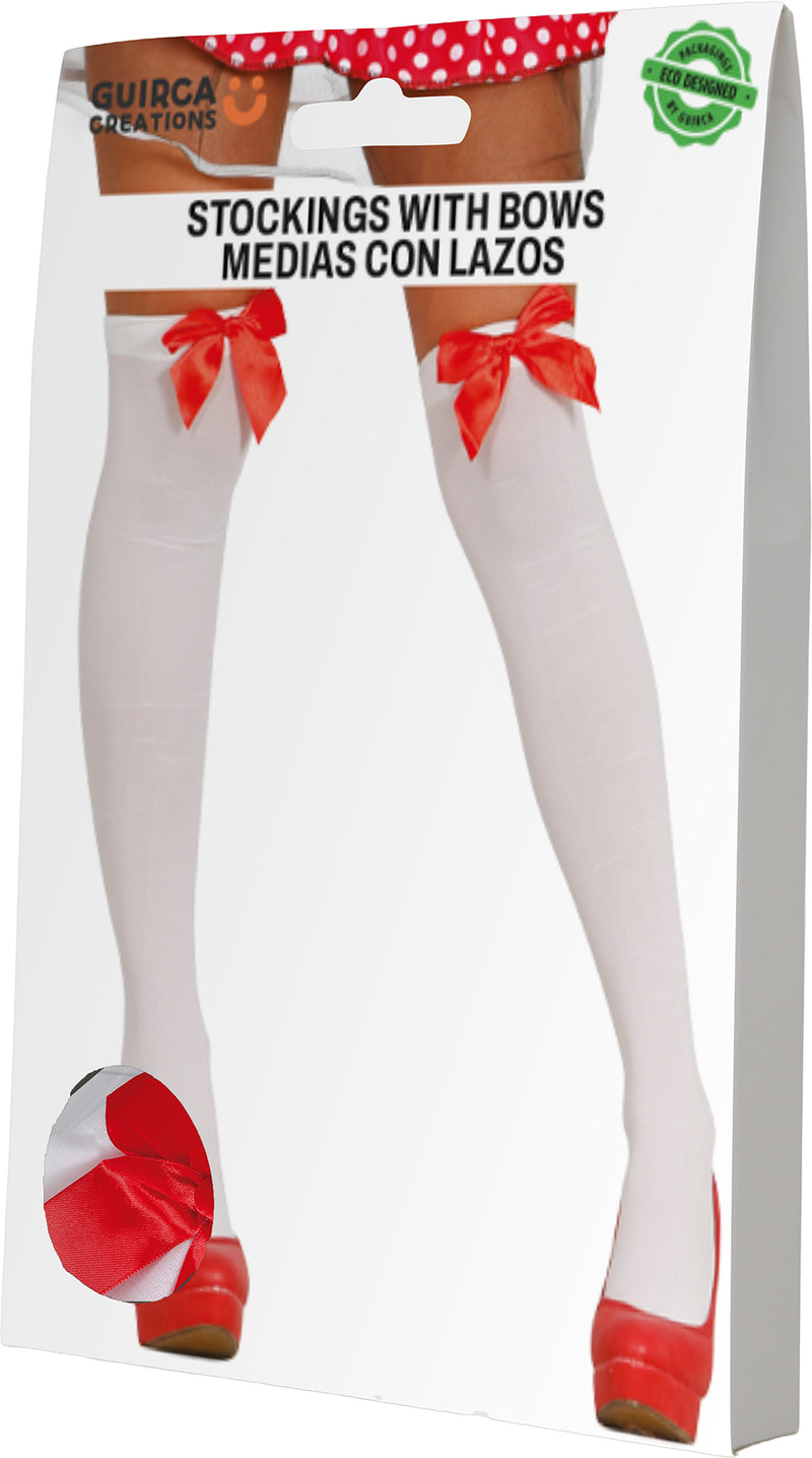 WHITE TIGHTS WITH RIBBON