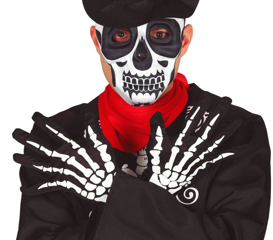 PAIR OF SKELETON GLOVES 25 CMS