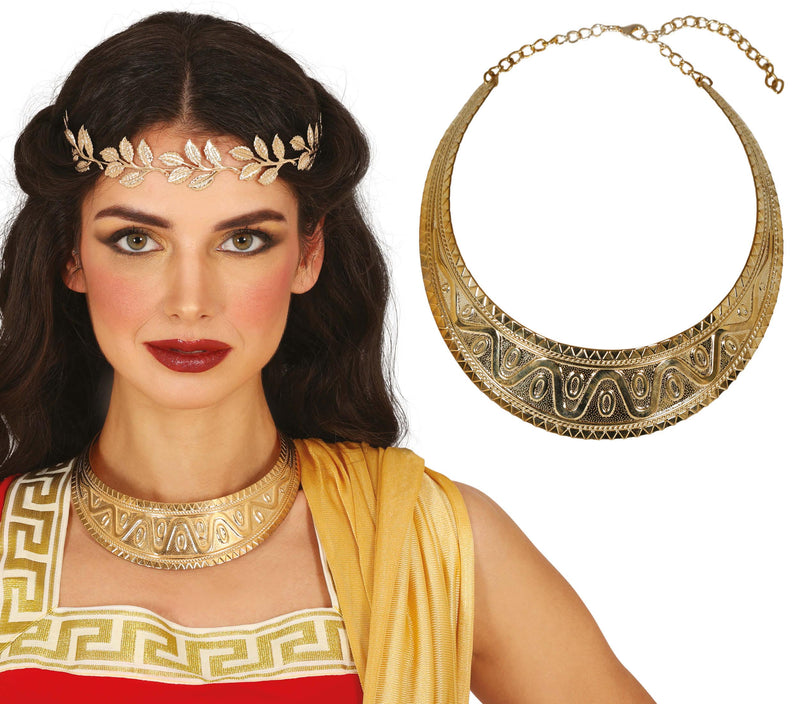 GOLDEN ROMAN NECKLACE, METAL, ADULTS