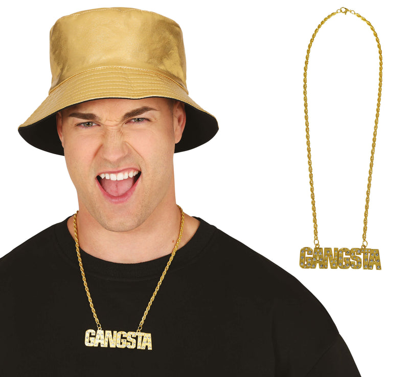 GANGSTA GOLDEN METAL NECKLACE, ADULTS