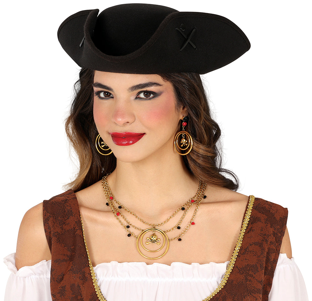 PIRATE SET NECKLACE AND EARRINGS, METAL