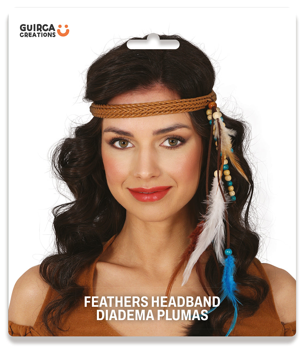 INDIAN HEADBAND WITH FEATHERS, ADULTS