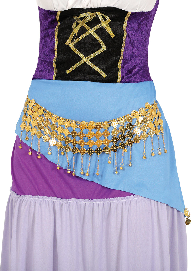 BELLY DANCE GOLDEN METAL COIN BELT, ADULTS
