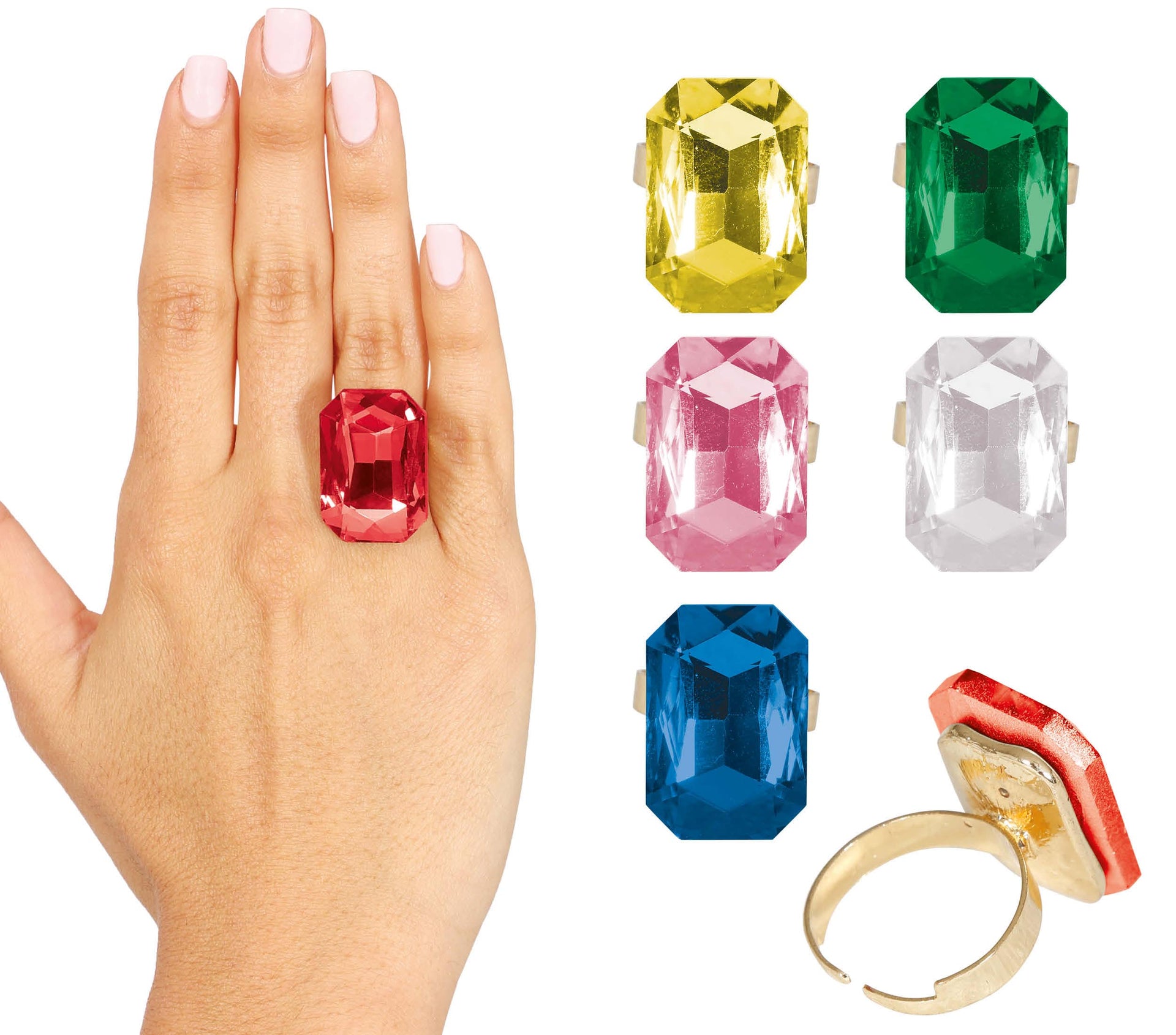 BOX WITH 24 ASSORTED GEMSTONE RINGS
