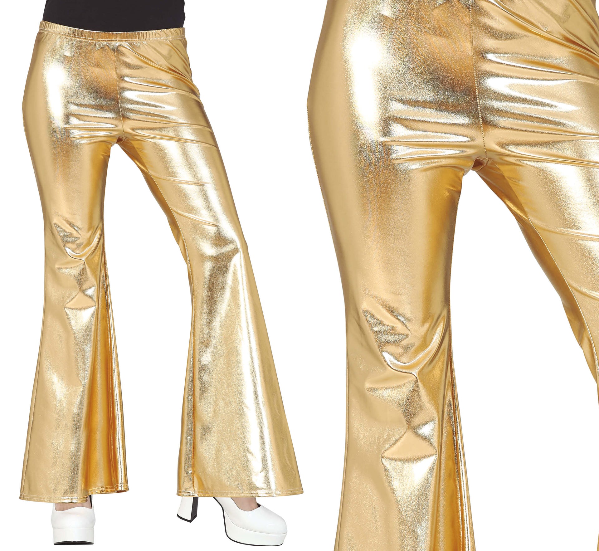 GOLD BELL BOTTOM PANTS, ADULT, 38 - 40 (M)