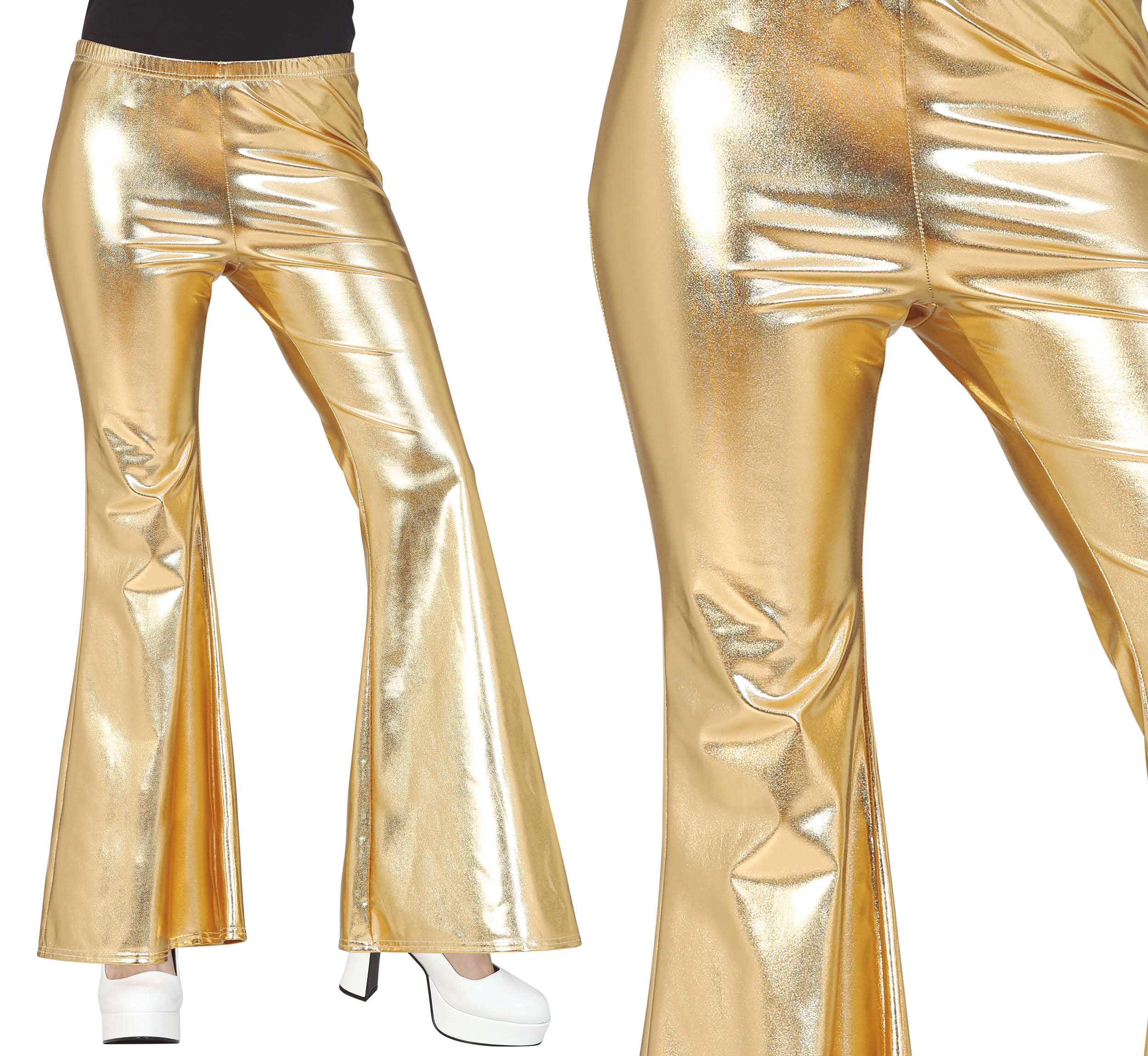 GOLD BELL BOTTOM PANTS, ADULT, 38 - 40 (M)