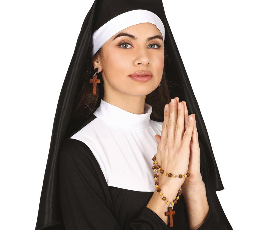 CROSS AND ROSARY EARRINGS SET