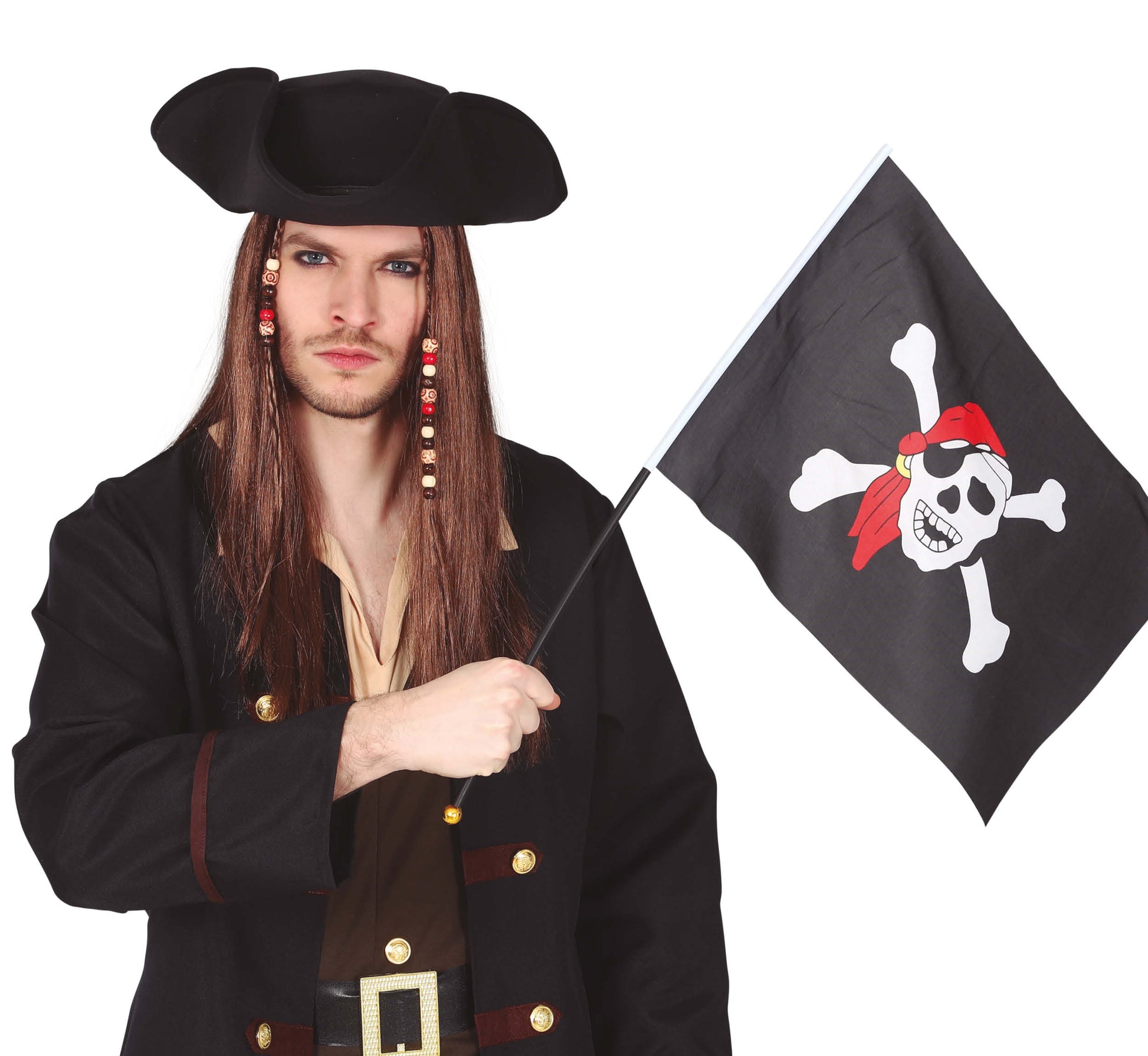 PIRATE FLAG WITH POLE 45X30 CMS.