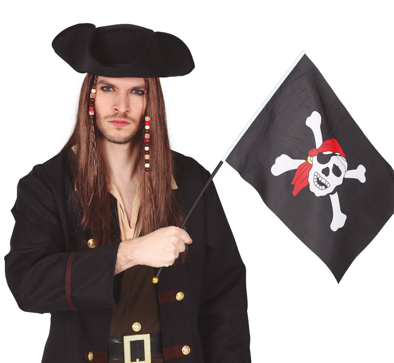 PIRATE FLAG WITH POLE 45X30 CMS.