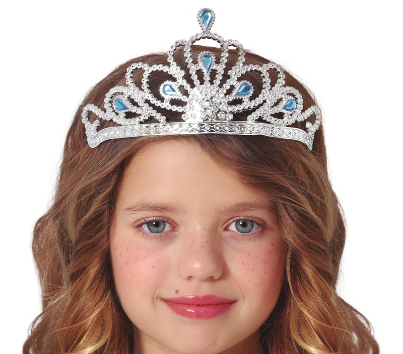 SILVER HEADBAND WITH BLUE STONES, CHILD