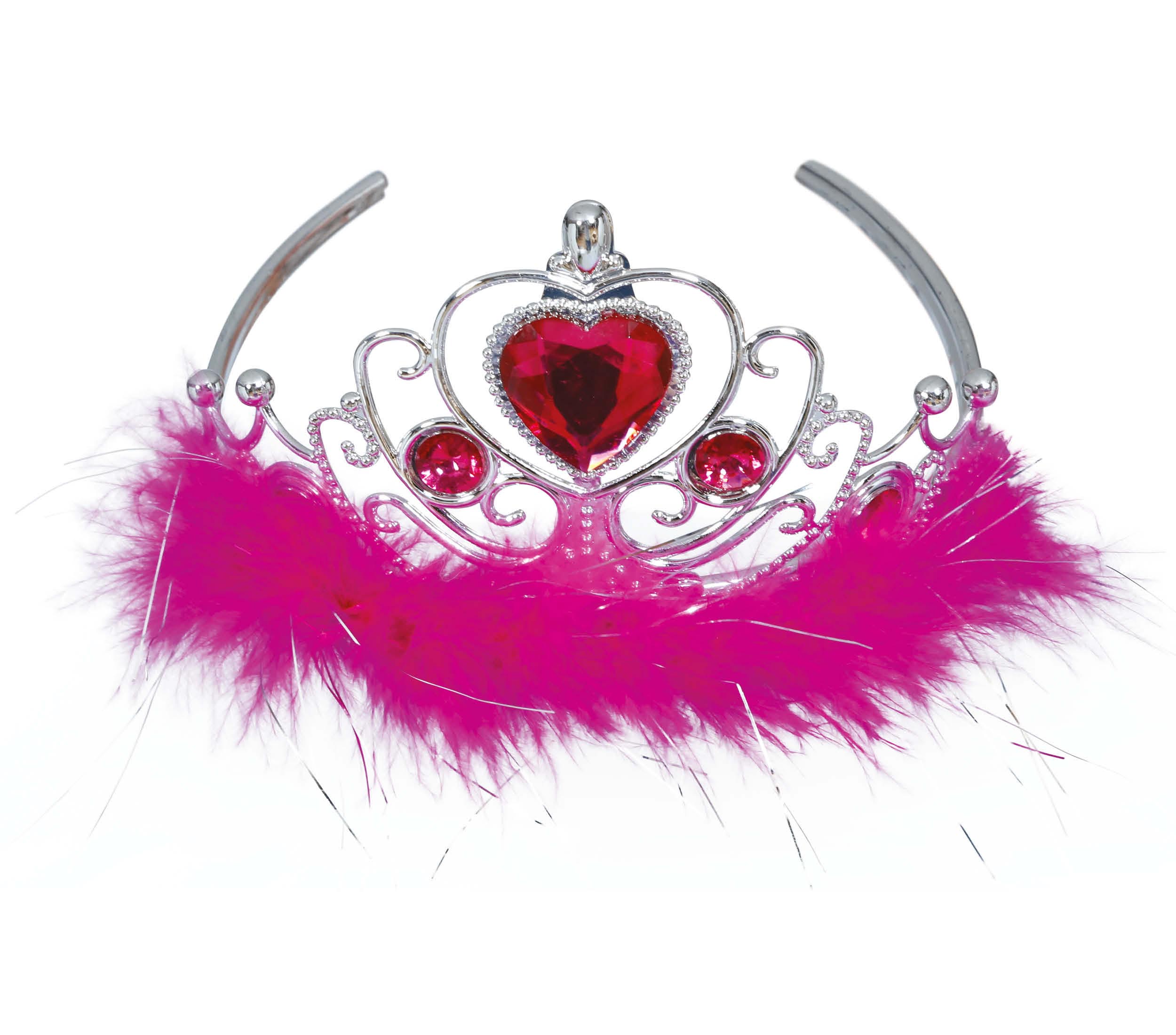 SILVER HEADBAND, RED HEART AND FUCHSIA FEATH.CHILD