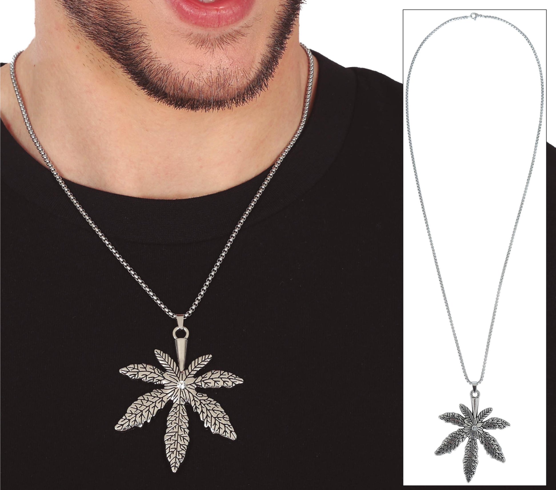 METALLIC MARIJUANA NECKLACE