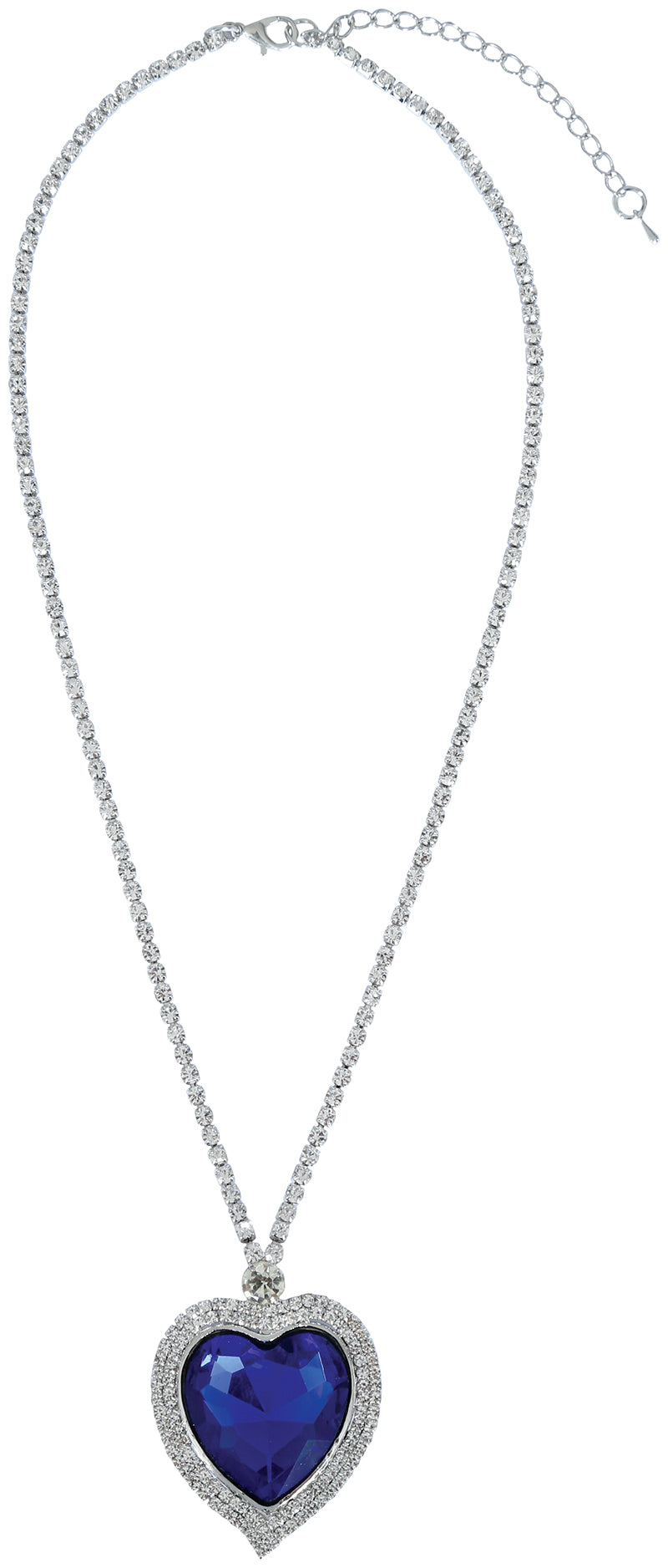 BLUE HEART NECKLACE, METALLIC