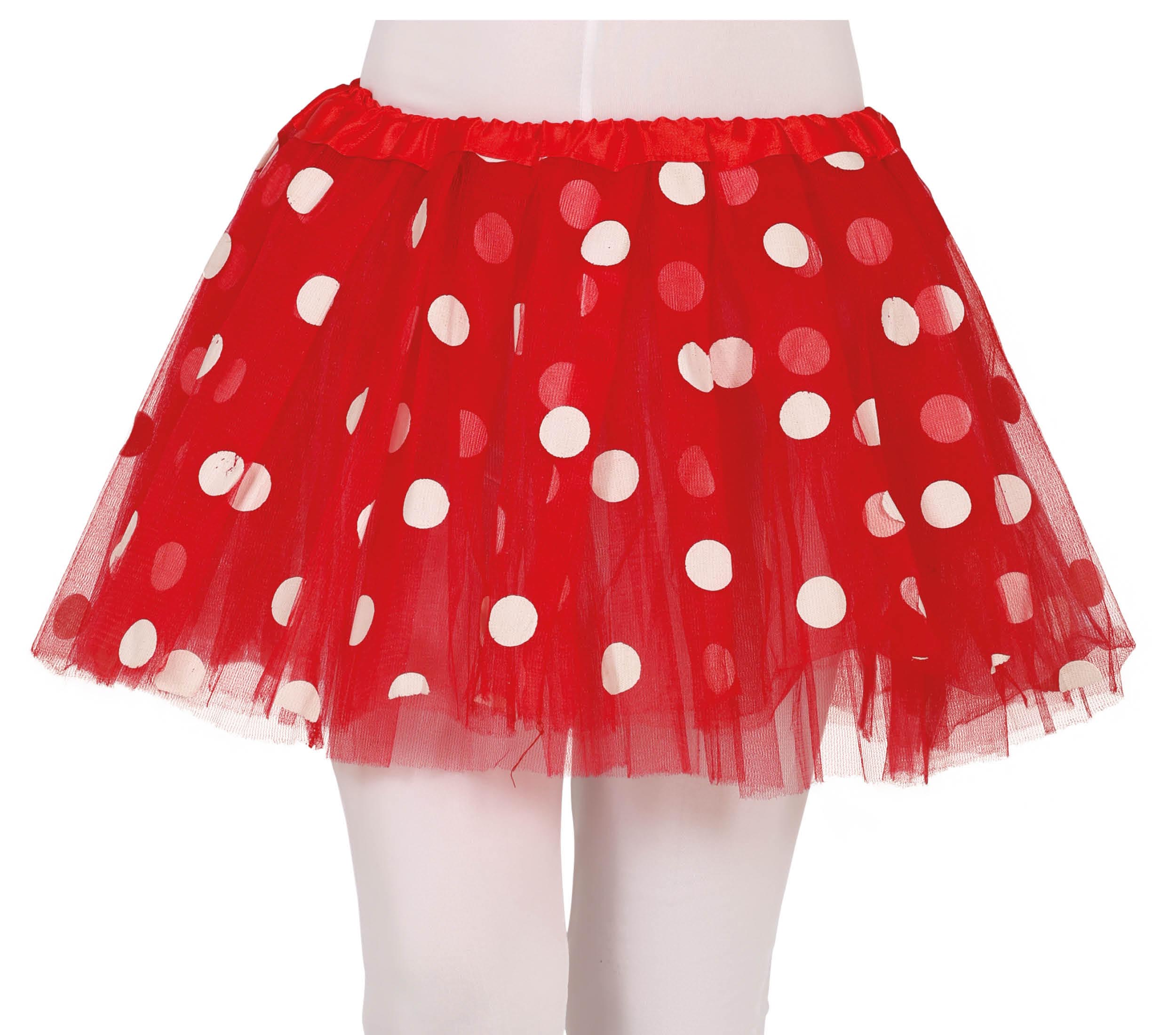 RED TUTU WITH WHITE DOTS, 30 CMS. CHILDISH