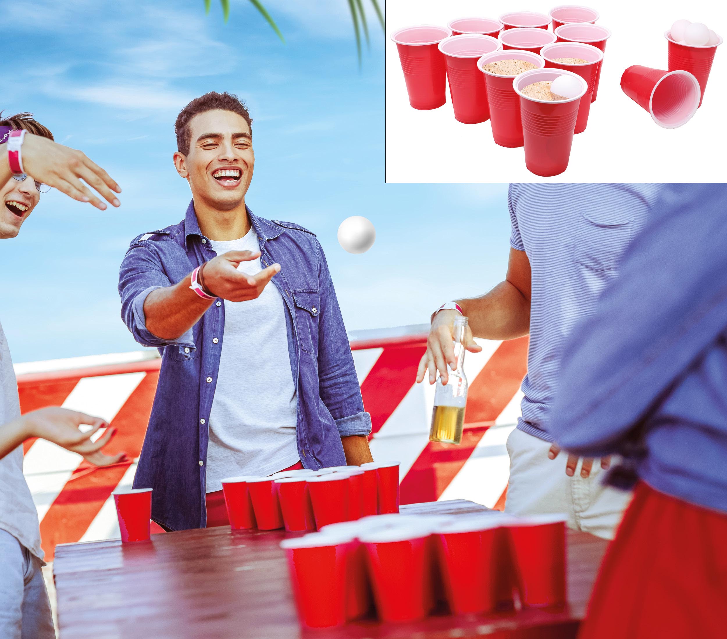 BEER PONG: 12 GLASSES AND 15 BALLS