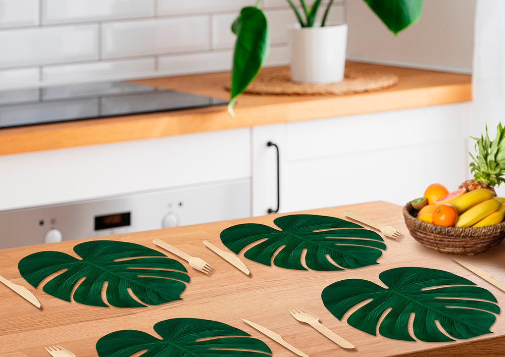SET 4 PALM LEAVES, 34X30 CMS