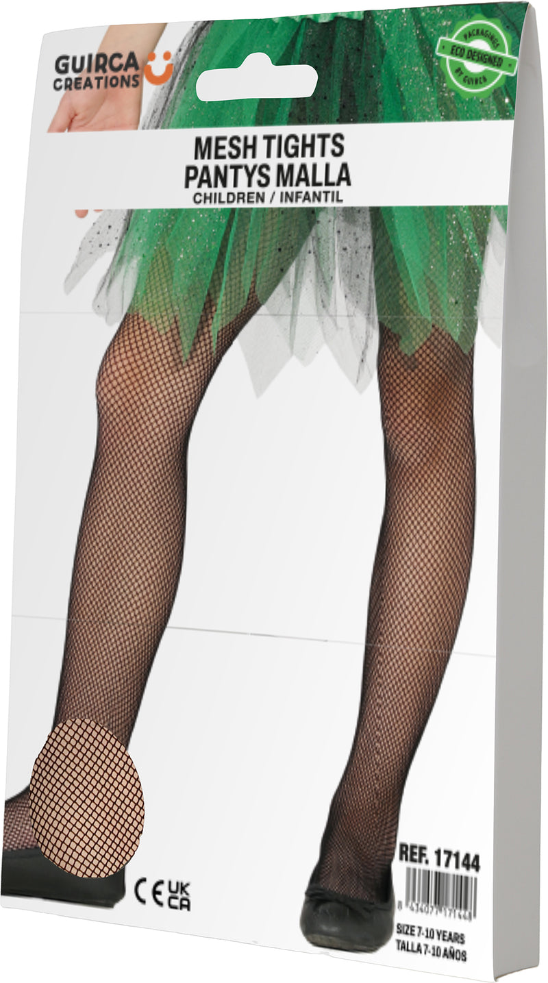 BLACK FISHNET TIGHTS, KIDS 7-10 YEARS