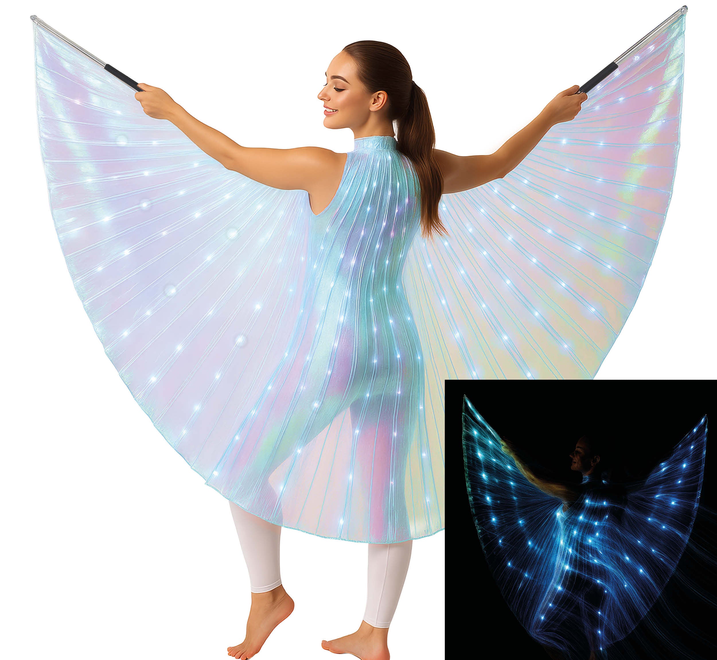 IRIS CAPE WITH WANDS AND LIGHT, 140 CMS