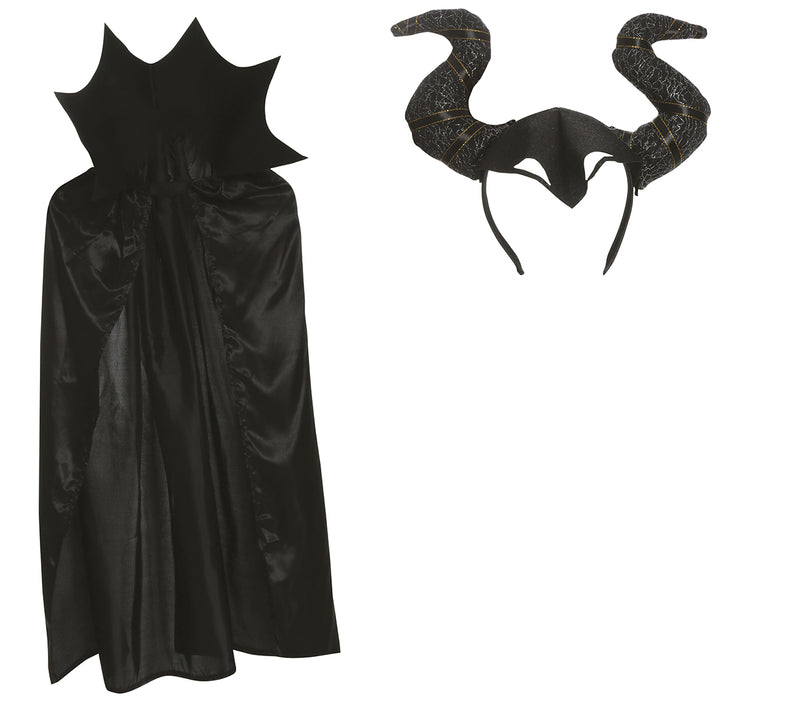 EVIL FAIRY SET, HORNS AND 100 CM CLOAK